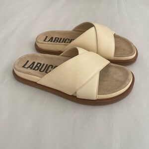 Labucq Women’s Mo Slides Sandals Size US 7.5-8 Ivory Cream Nappa Leather NWT